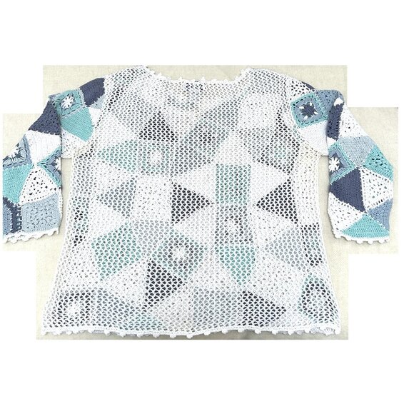 Vintage BEA CLASSICS Crochet Sweater Size L - Picture 5 of 12